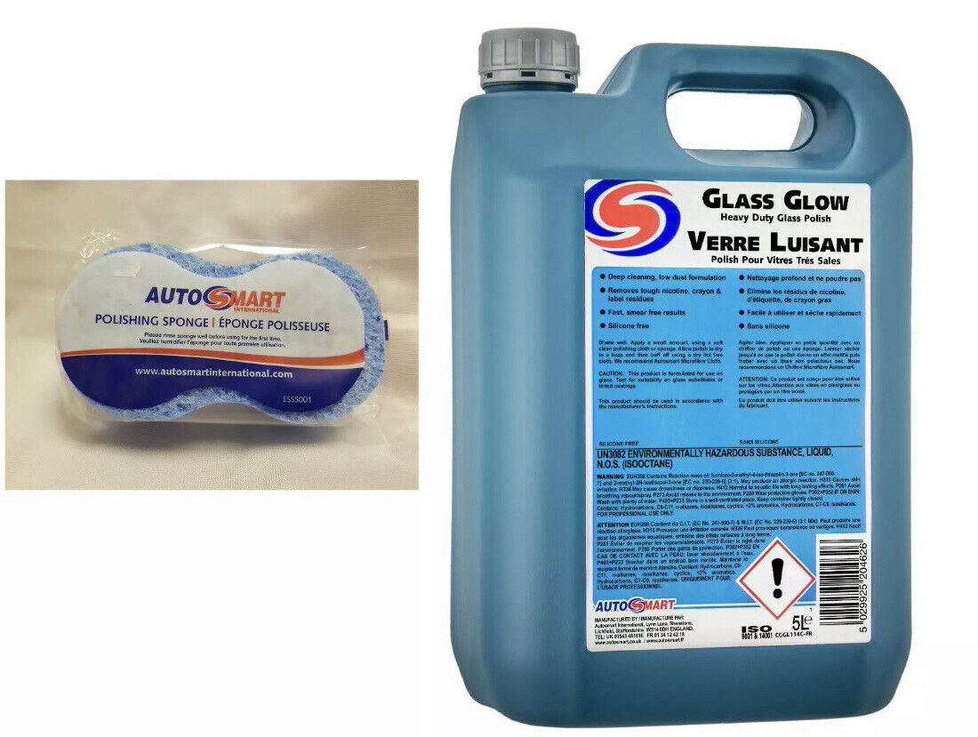 2 x AUTOSMART GLASS GLOW Glass Polish Deep Cleaner Low Dust 5L FREE DELIVERY