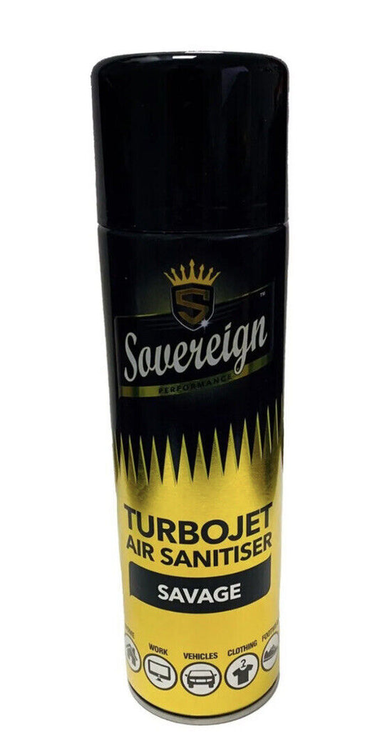 SOVEREIGN SAVAGE TURBOJET AIR SANITISER CAR HOME OFFICE FRESHENER SPRAY FREE P&P