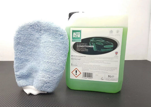 GENUINE AUTOGLYM 5L BODYWORK SHAMPOO AND CONDITIONER 5 LITRE FREE SOFT WASH MITT