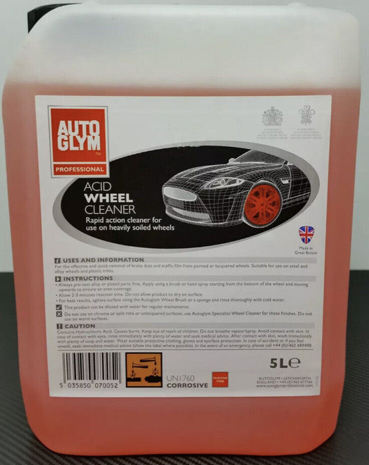 2 x Autoglym Trade Acid Wheel Cleaner 5 Litre  5 L Plastic Brake Dust