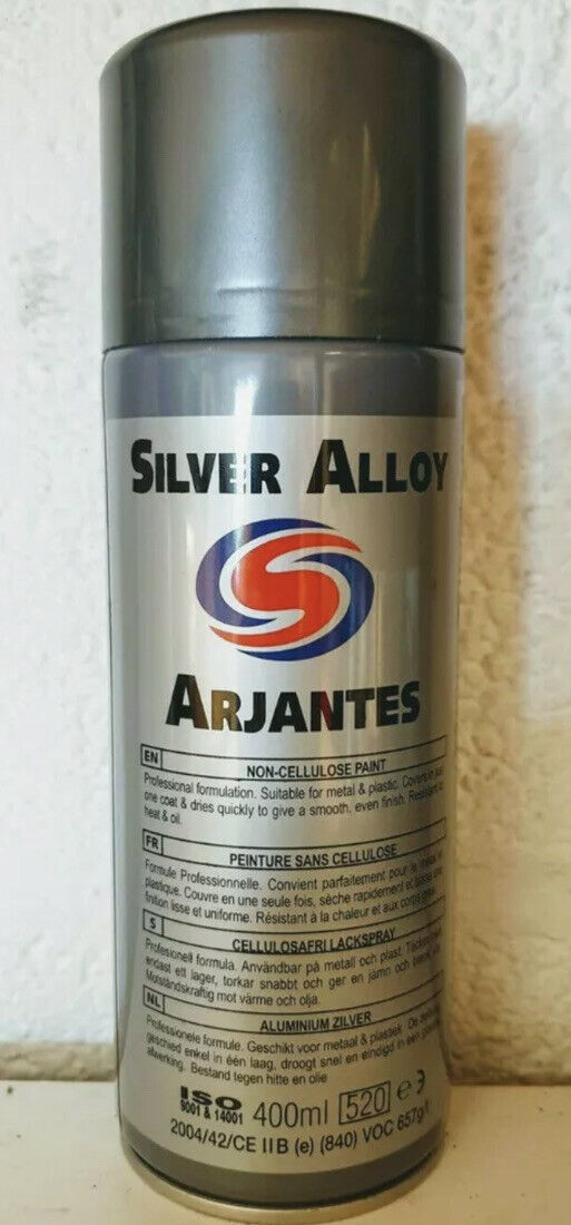 2 AutoSmart SILVER ALLOY Arjantes Silicone Free WHEEL Spray Paint Non-cellulose