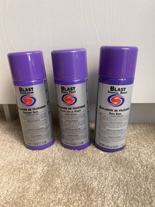 3 X Autosmart Blast air freshener - BUBBLEGUM, BERRY & TROPICAL BURST car/home