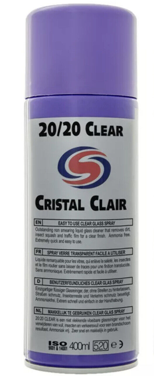 6 x AUTOSMART 20/20 CRISTAL CLEAR 400ML - EASY TO USE GLASS CLEAR SPRAY -TRADE -