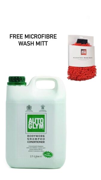 3 x Autoglym Bodywork Shampoo Conditioner PH Neutral 2.5L + FREE WASH MITT