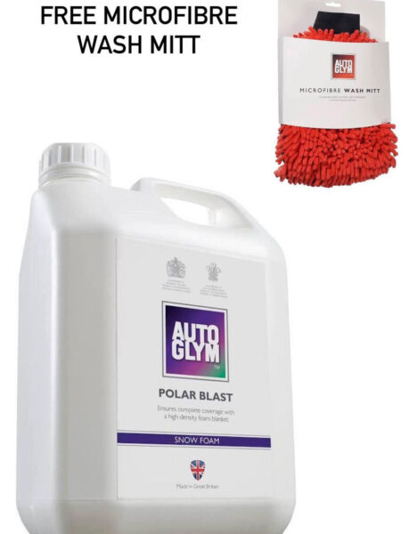 2 x Autoglym Polar Blast Snow Foam Shampoo Pressure Wash FREE WASH MITT 2.5 L