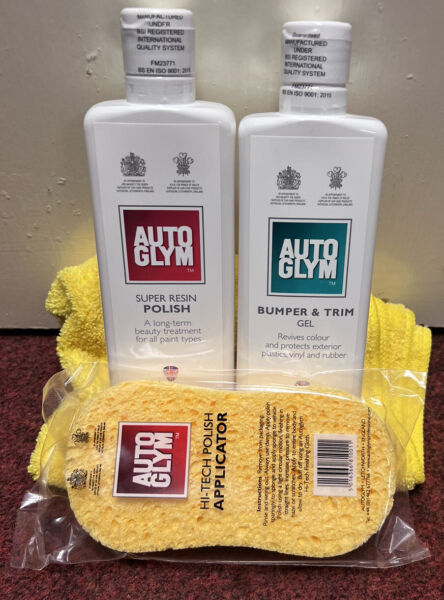 AUTOGLYM SUPER RESIN POLISH 1 L + Bumper Trim Gel + SPONGE + MicroFibre Cloth