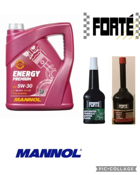 3 x Mannol Premium 5w30 Fully Synthetic 5L Forte Engine Flush + Petrol Treatment