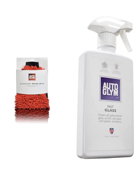 AutoGlym Microfibre Wash Mitt Car Cleaning Super Absorbent + Fast Glass 500 ML