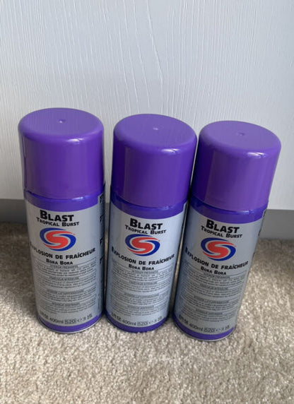 3 x AUTOSMART BLAST TROPICAL BURST FRESHENER  400ML,CAR HOME OFFICE GYM NEW 2023