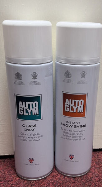 Autoglym Instant Show Shine & AutoGlym Glass Spray & 2 x Microfibre Cloths 450ml