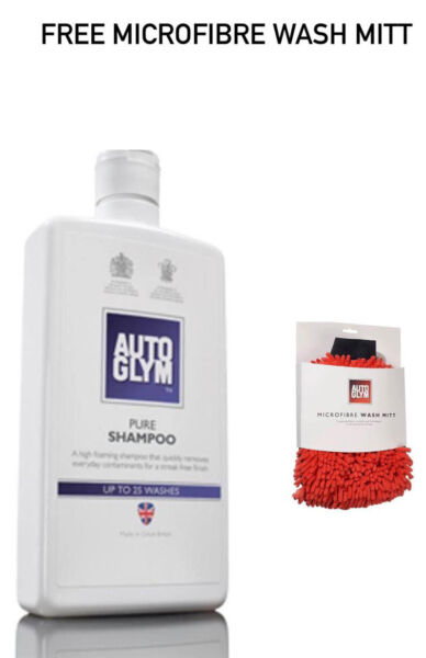 Autoglym Pure Shampoo Car Wash Cleaning Bodywork Gloss FREE WASH MITT (500ml)