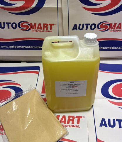 AutoSmart Car Cleaning Duet Shampoo Wash & Wax Safe Cleaner 5L & CHAMOIS